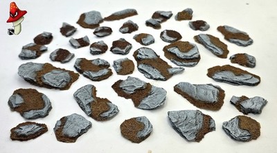 32 x Rock Slate Resin Basing Scenery Terrain 28mm 1/56 Wargames Full Set