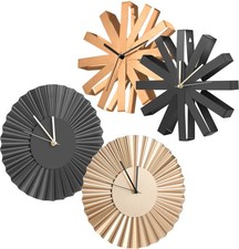 Northpoint Design Edelstahl Fächer Wanduhr- gewelltes Metall Wanduhr