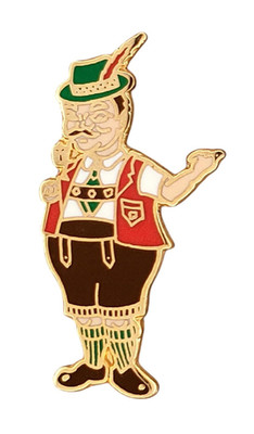 Vintage Bavarian Man Lapel Pin Oktoberfest German Alpine Lederhosen Hat Feather