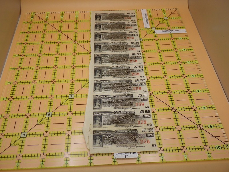 Vintage Pittsburgh Cincinnati Chicago St Louis Railroad Bond Coupons Strip of 10