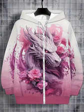 Dragon Floral 3D All Over Print Hoodie Zip