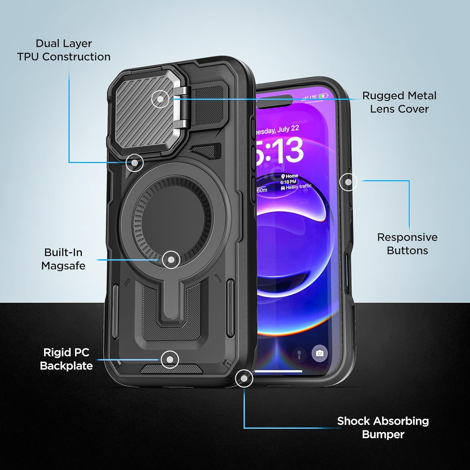 for Iphone 17 Case with Camera Lens Protector (Magsafe Compatible) Heavy-Duty Ca