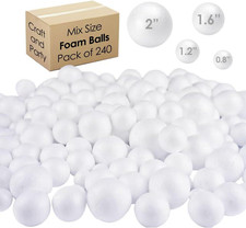 240 Pack Craft Foam Ball, White Smooth Craft Foam Polystyrene Balls for DIY Craf