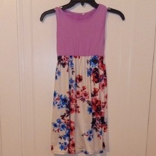 girl medium sleeveless dress purple with flower print bottom