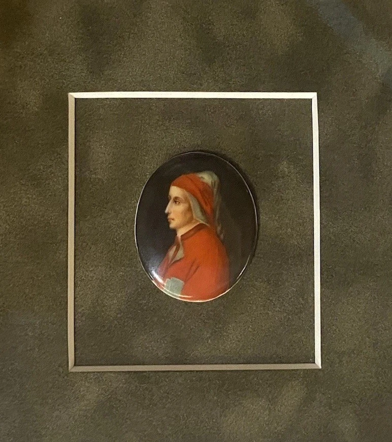 Porcelana retrato de Santa Fabiola vintage enmarcada italiana pintada a mano Foto 3 de 4