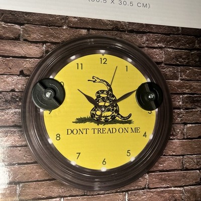 Snake Don't Tread LED Clock 12'' Wall Mount Modern Wall Decor Patriotic Gadsden