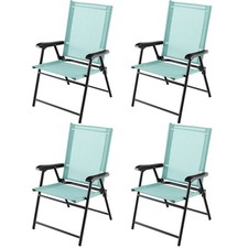 Costway Set of 4 Patio Folding Dining Chairs Outdoor Portable Sling Back Chairs