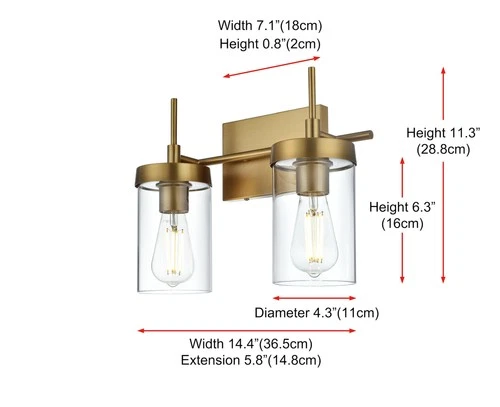 Elegant Lighting LD7319W14 Taryin 2 Light 14"W Vanity Light - Chrome - Picture 3 of 12