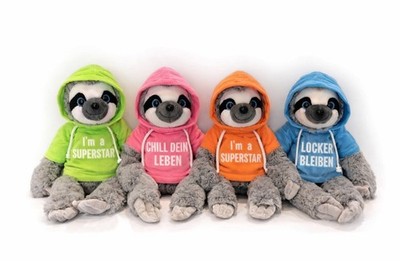 FAULTIER RELAXY Plüschtier Kuscheltier mit Hoodie 30 cm od. 50 cm Premium Plüsch