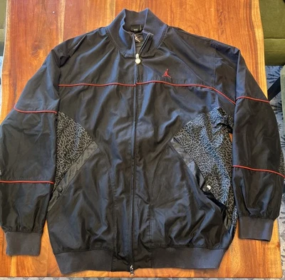 Nike Air Jordan Men’s 2XL Retro 3 Cement Full Zip Warm Up Basketball Jacket - Image 1 of 4