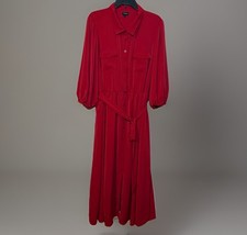 TORRID Red Tea Length Studio Refined Woven Button-Down Dress 3 3X 22-24 Pockets