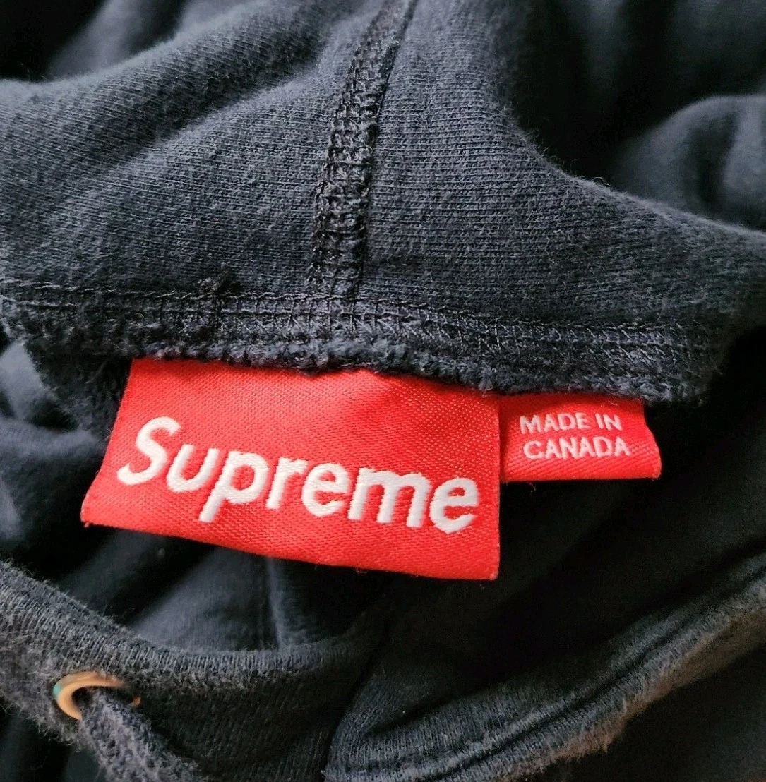 Felpa con cappuccio SS13 Supreme Bling Box logo blu navy felpa piccola 2013 vintage