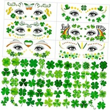120 PCS Glitter St Patrick's Day Face Tattoos Stickers, Two Sizes Glitter