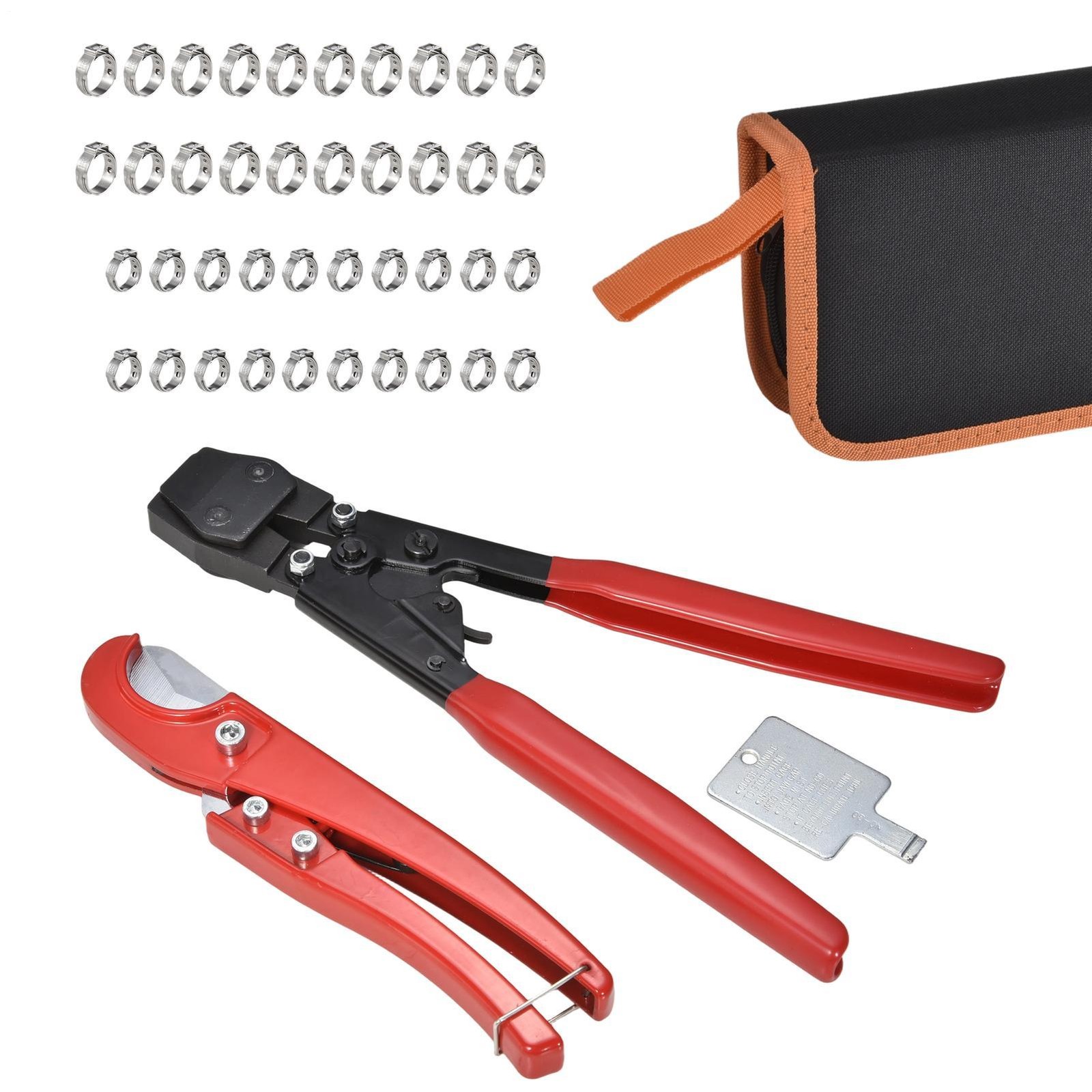 2 in 1 Pex Crimper Kit 1/2" 3/4" Crimping Plumbing Steel Ring Tool