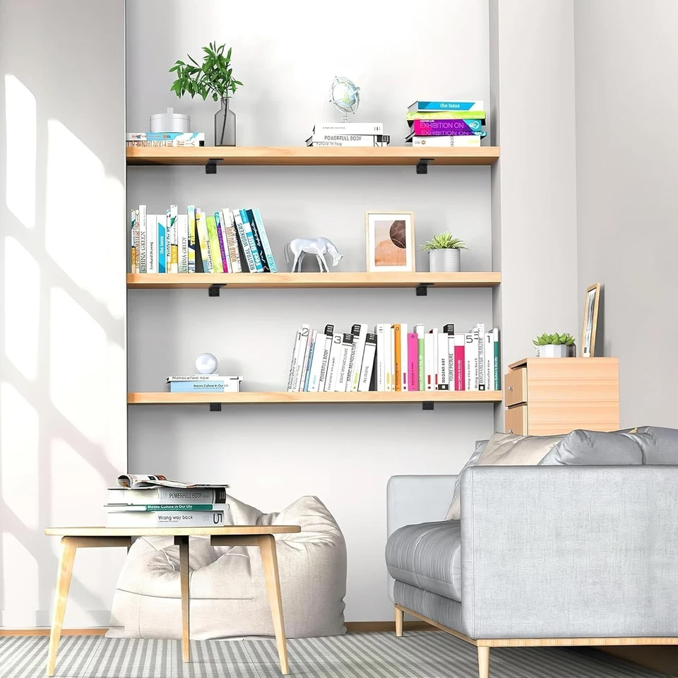 Soportes de estante flotantes de 8 pulgadas, paquete de 4 soportes de estante de pared de alta resistencia para estante Foto 2 de 4