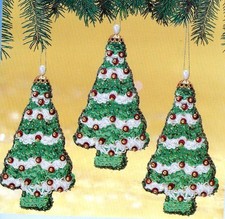Sunrise SNOWY HOLIDAY TREES Set of 3 Beaded Sequin Christmas Ornaments Kit NEW