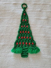 Vintage MCM Macrame Christmas Tree Wall Hanging Decor