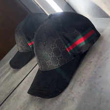Cap Black GG Pattern Canvas Baseball Cap Adjustable Strap One Size Men