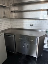 Stainless Steel Commercial Kitchen Worktop and Cupboard Work Bench