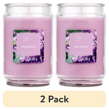 (2 pack) Mainstays Lilac Breeze Scented Single-Wick Large Glass Jar Candle,20 oz
