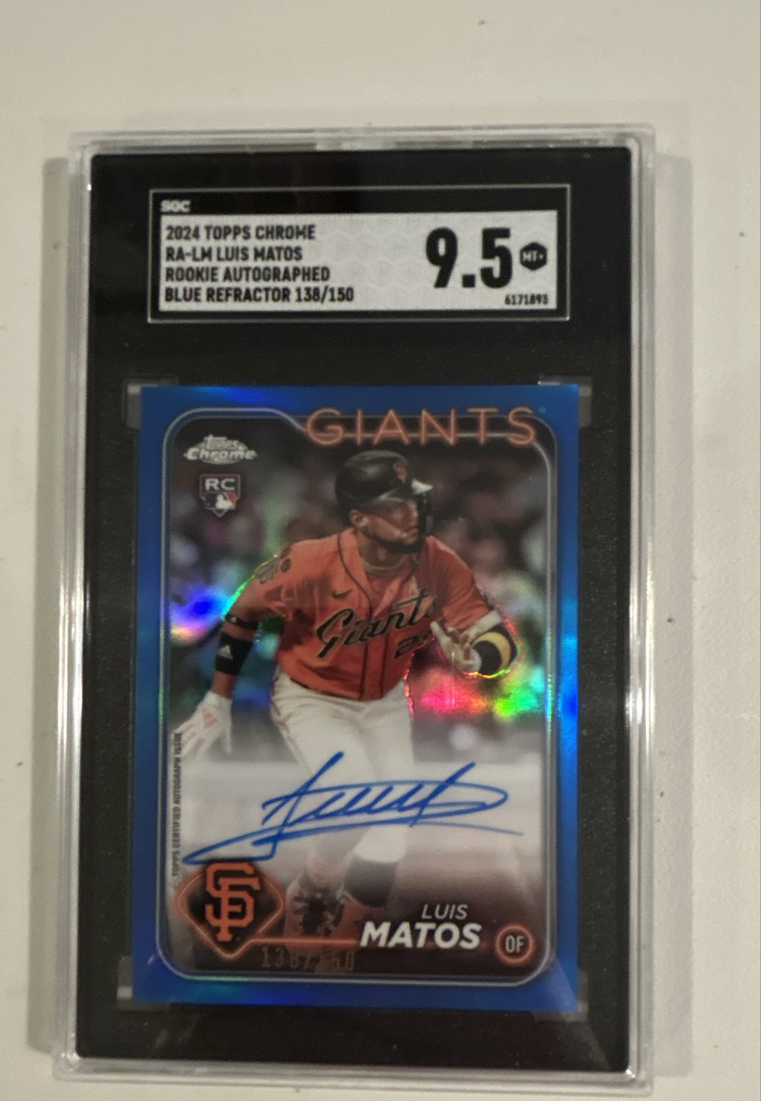 2024 Topps Chrome - Rookie Autographs Luis Matos #RA-LM Blue Refractor /150