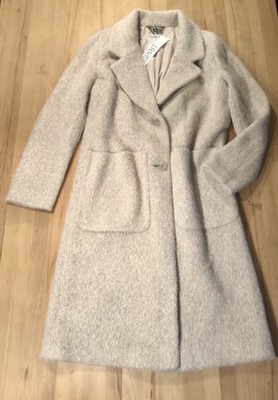 Neu Esprit Edler Kuscheliger Damen Long Business Mantel Jacke Gr. M Beige