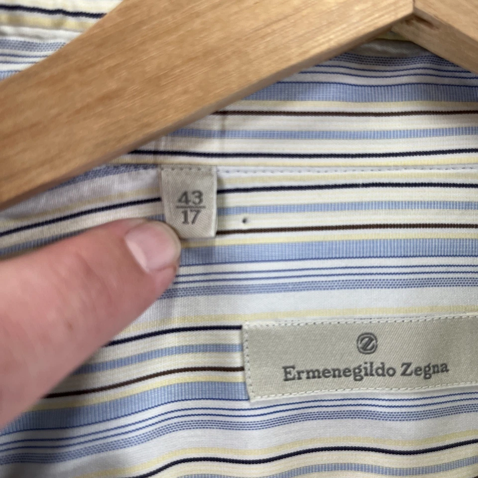 Camisa de vestir Ermenegildo Zegna para hombre 43 17 XL a rayas manga larga Italia Foto 4 de 4