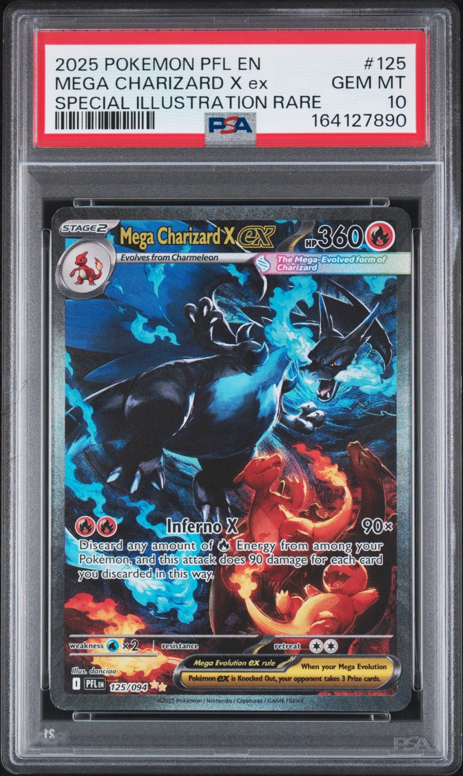 2025 POKEMON PFL SPECIAL ILLUSTRATION RARE #125 MEGA CHARIZARD X EX PSA 10