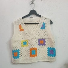 Vintage Ivory Crochet Knit Vest