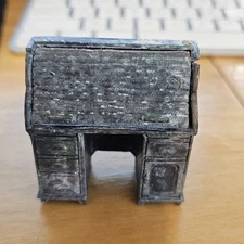 Vintage Durham Industries Diecast Dollhouse Furniture Roll Top Desk Used