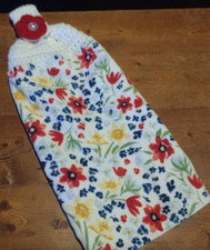 Crochet Top Full "Flowers" Hanging Kitchen Dish Towel