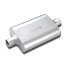 Floshine Universal Mufflers Dual Chamber 2.25 Inlet Id 2.25 Silver