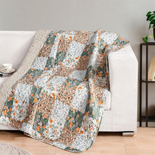50"X 60" Quilted Throw Blanket- Microfiber Quilt Throw with Boho Patchwork Patte
