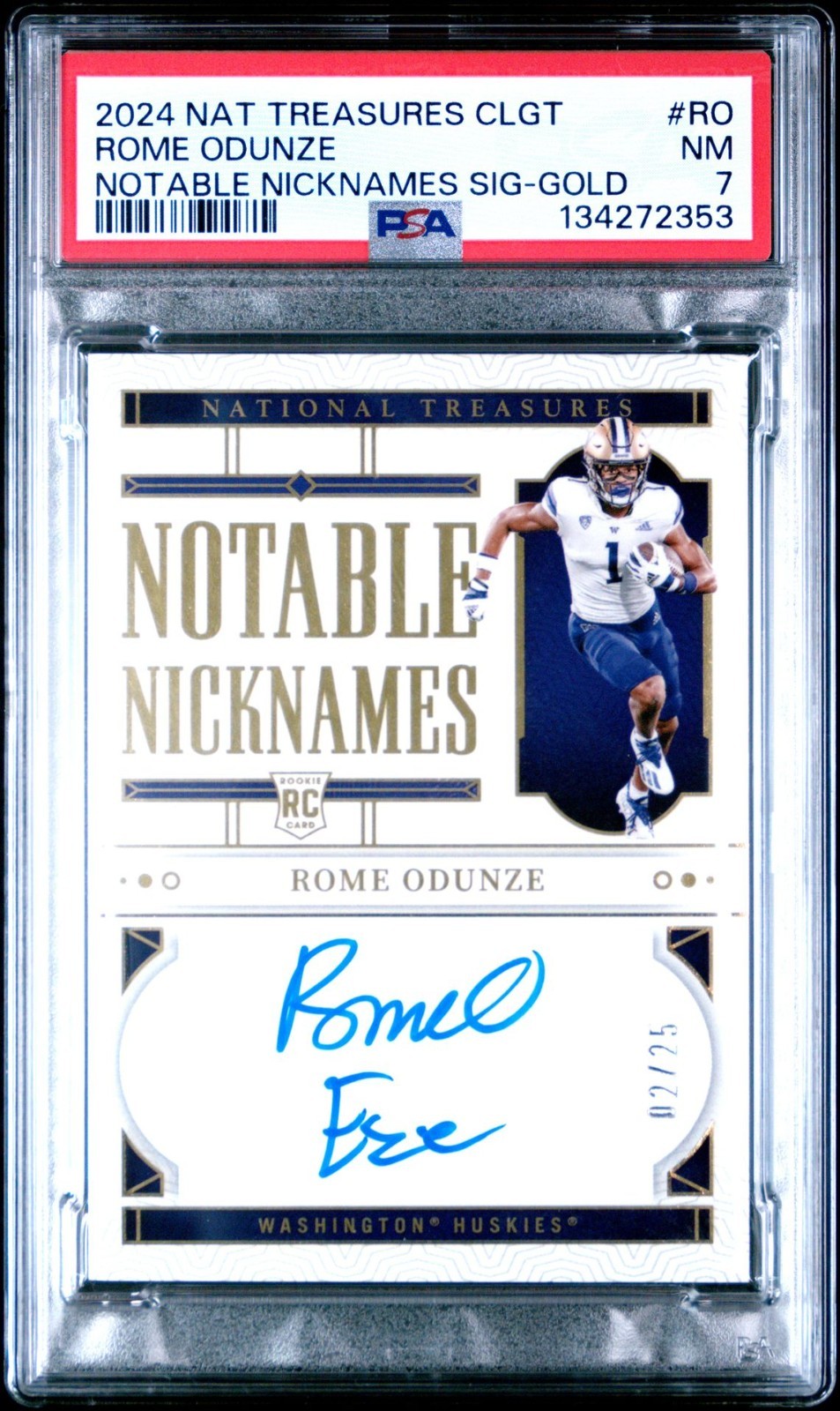 Rome Odunze Panini National Treasures Collegiate Notable Nicknames Signatures #RO Gold