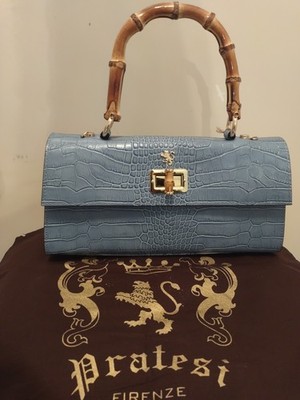 Pratesi Frenzi Pearl  Italian Crocodile Leather Bag With Detachable Strap