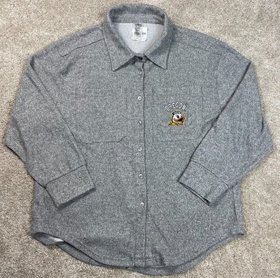 Women s Gameday Couture Oregon Ducks Shacket 2XL Gray Raw Hem