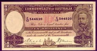 A VERY SCARCE TEN SHILLING NOTE: RIDDLE/SHEEHAN gVF R9 NO RESERVE
