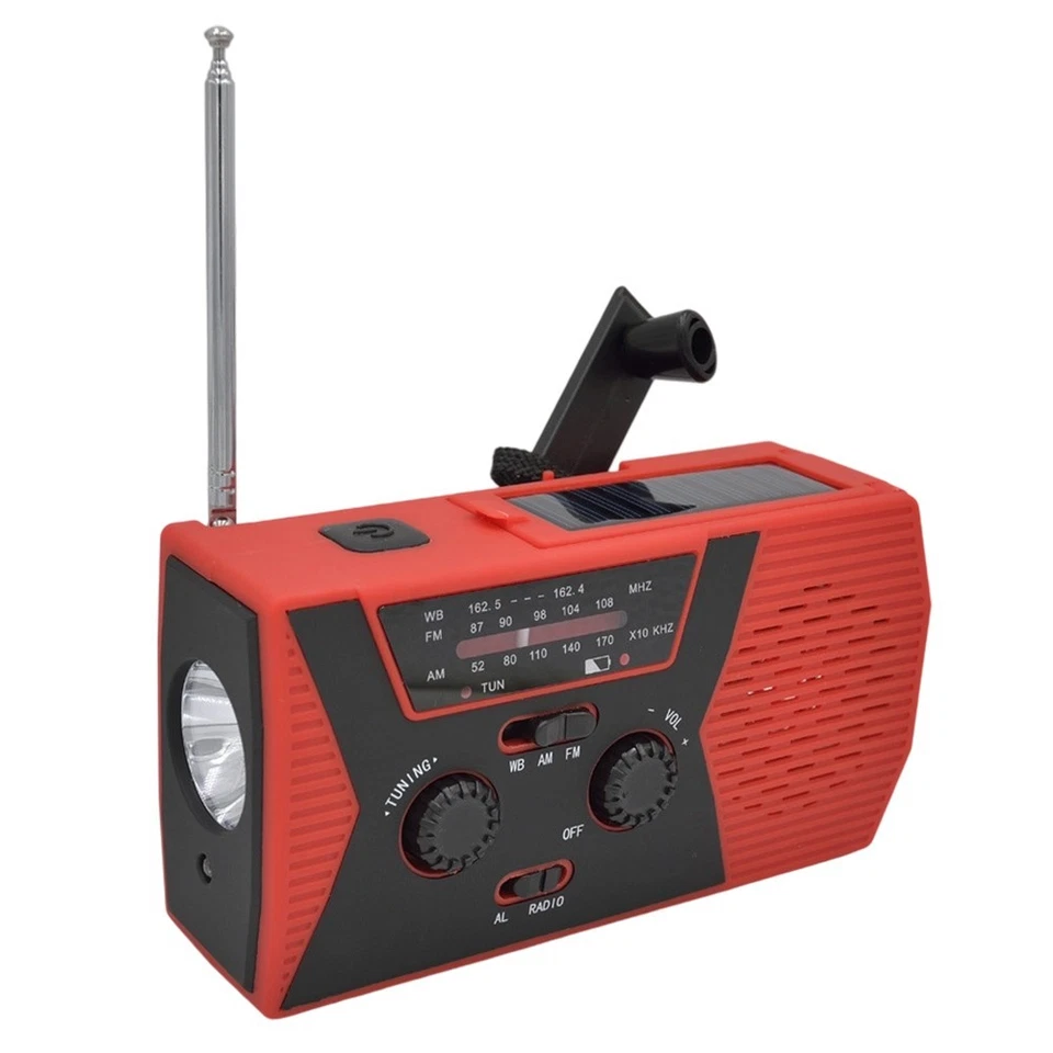 Solar Handkurbel Radio mit LED Taschenlampe AM FM und 4 LED Leselicht - Bild 3 von 4