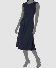 Ralph Lauren Womens Blue Twisted Front Round Neck Cap Sleeve Dress .Sz 16