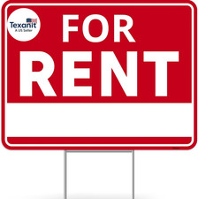 1PC for Rent Sign with Stand, 17 Inches by 13 Inches - Double Sided Signs - Corr