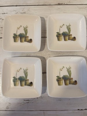 4 Cypress Home Small Square Appetizer Sushi Plates Trinket Dish Spoon Rest Rings