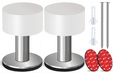 Door Stoppers, Self-Adhesive Door Stops with White Rubber  Stainless Steel B...