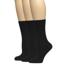Hugh Ugoli Women's Thin Soft Rayon Crew Socks for 9-11, 01- Black 3 Pairs 