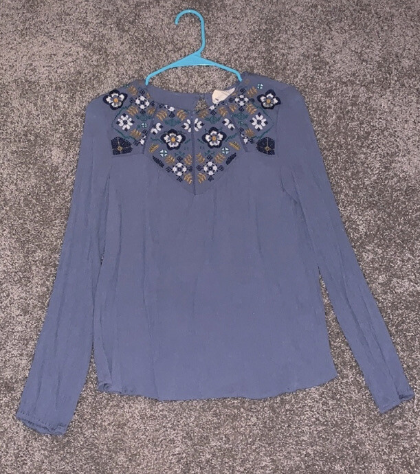 harper light blue embroidered top Size XS | eBay