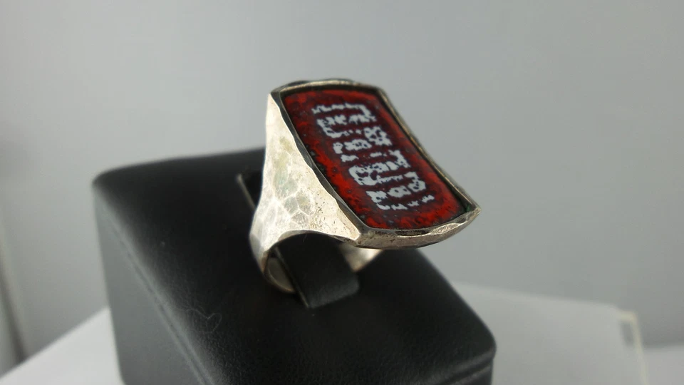 S33⭐⭐  Designer Ring mit Hammerschlag Vintage 80er Modernist 835 SILBER⭐⭐ - Bild 3 von 4