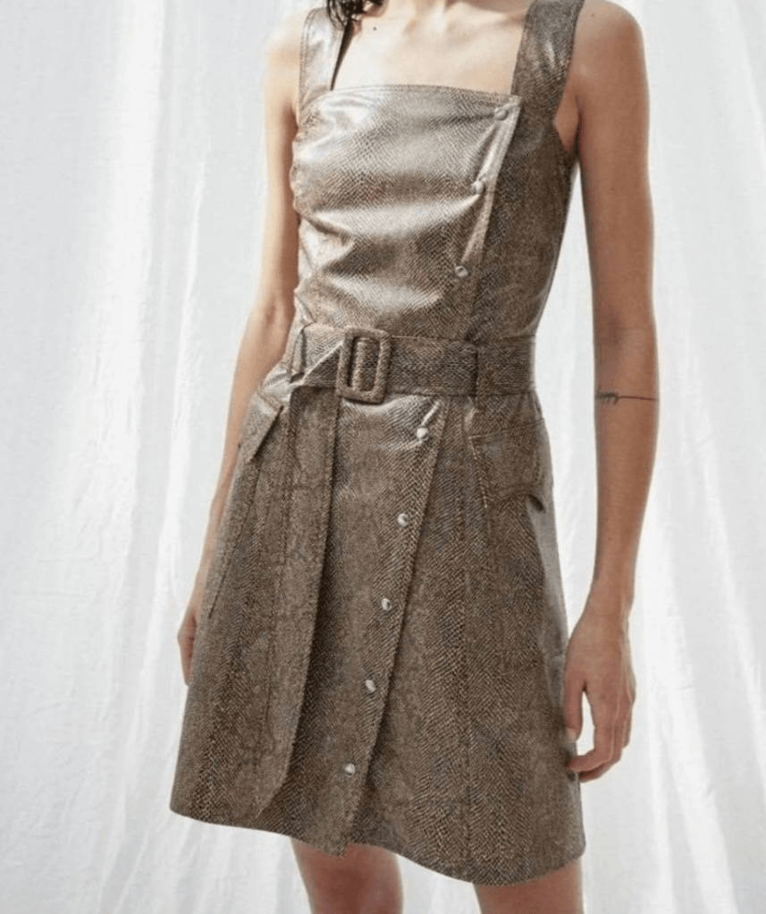 leather snake print dress Nude Snake Faux Leather Choker Strapless Lace Up Slit Maxi Dress Hot Miami Styles