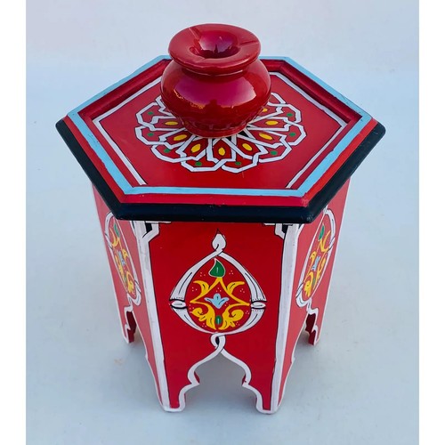 New Table Side Red Moroccan Handmade Side Table Delicate Hand Painted Exquisite - Picture 9 of 10
