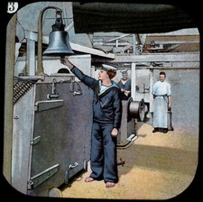 MAKING EIGHT BELLS C1909 Magic Lantern Slide HMS INFLEXIBLE BRITISH ROYAL NAVY 