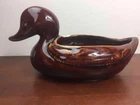 Vintage Hull Pottery Brown Glazed Stonewear Duck Planter USA