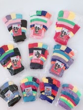 Girl Boy Colorful Rainbow Warm Knit Half Fingerless Dance SHORT Gloves Mittens